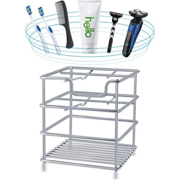 Stainless Steel Toothbrush Holder Bathroom Organizer Rustproof Toothpaste Stand - Picture 7 of 8